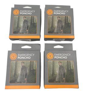 Unisex Emergency Rain Poncho Clear Ultralight (4-Pack) Fits All
